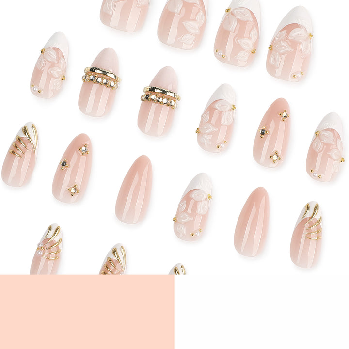 Artful nail art with floral and rhinestone accents Bowlift