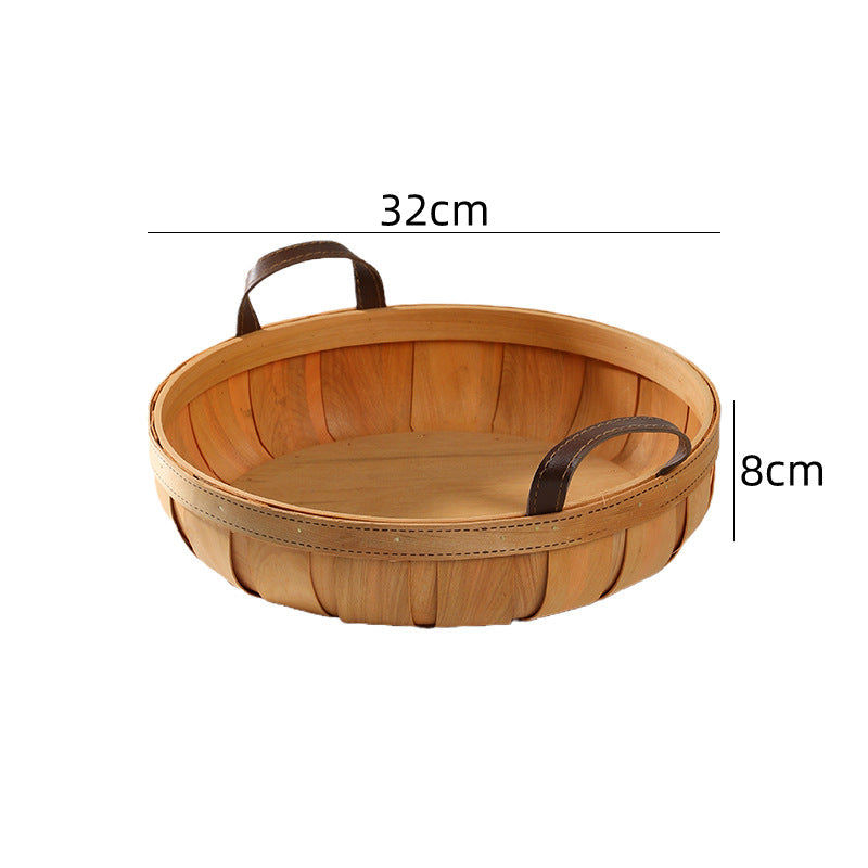 Unisex Handcrafted Basket with Leather Handles Bowlift