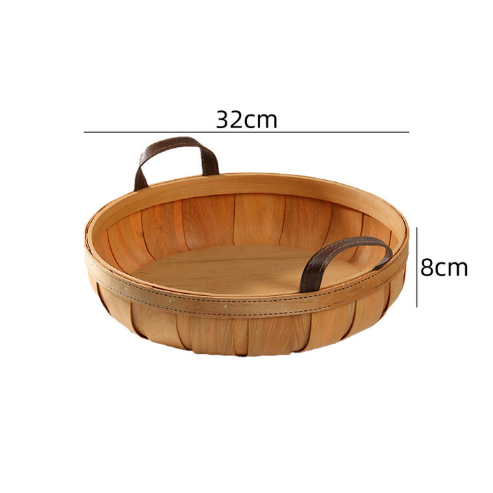 Handcrafted Oval Serving Tray with Leather Handles Bowlift