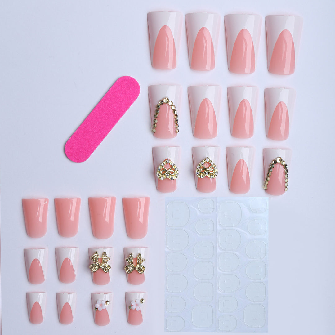 Artificial nails with elegant jewelry design Bowlift
