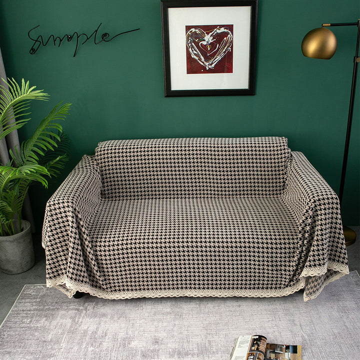 Elegant Houndstooth Sofa Cover