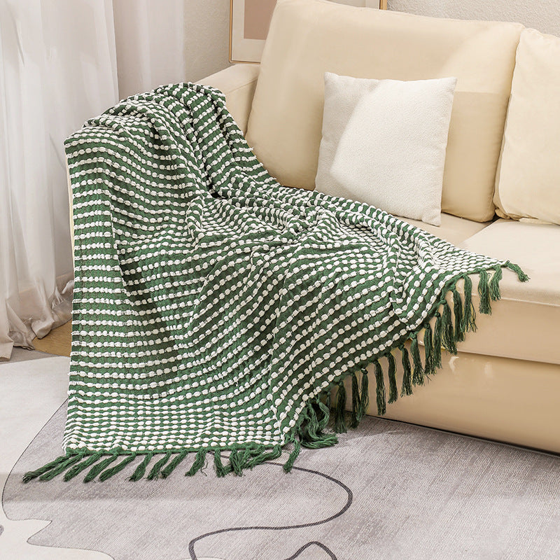 Women's Structured Throw Blanket with Fringes Bowlift