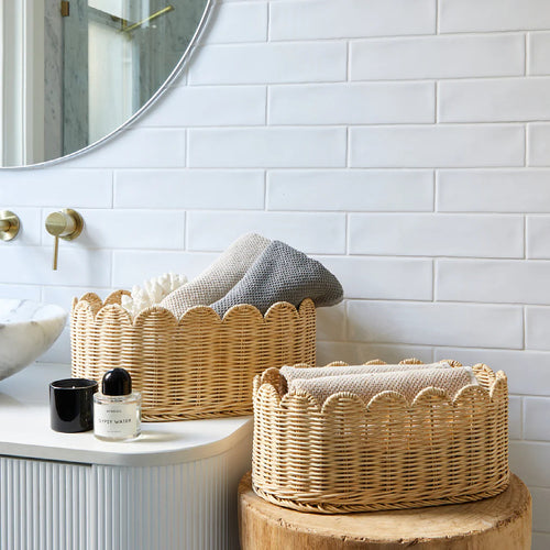 Decorative Scalloped Woven Storage Basket Bowlift 1787892970