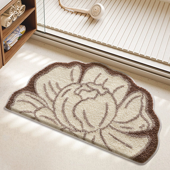 Textured Floral Bath Mat Bowlift