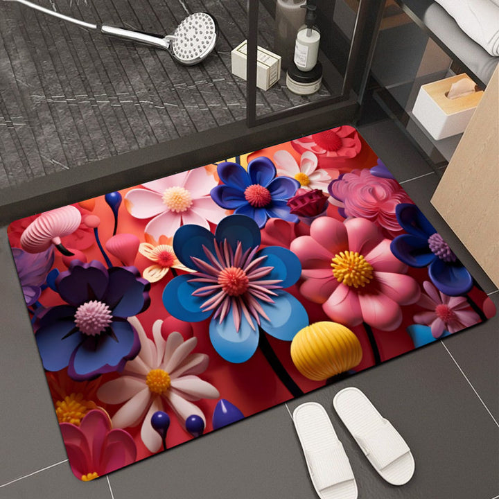Floral Design Memory Foam Bath Mat Bowlift