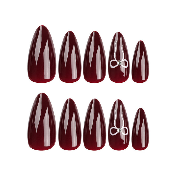 Elegant Stiletto Press-On Nail Tips with Floral Detail Bowlift