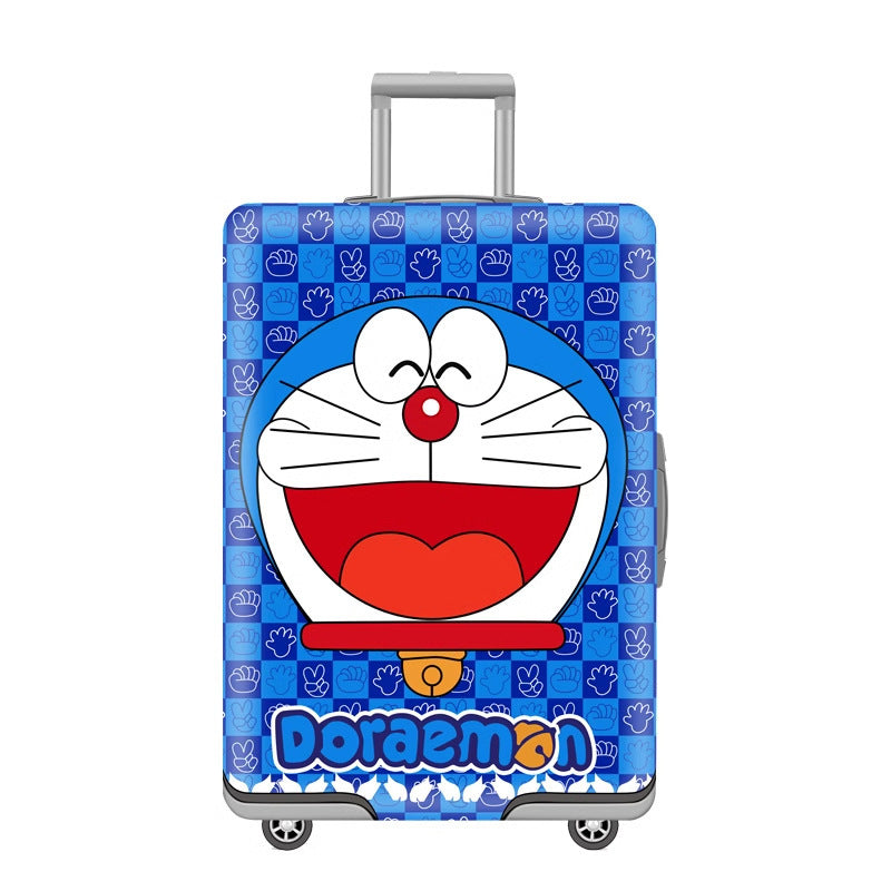 Unisex nan elastic motif suitcase cover made of stretchable polyester with handle and wheel openings Bowlift