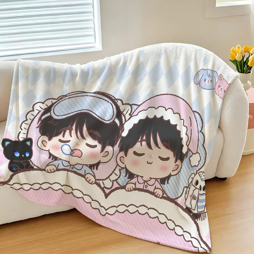 Cartoon Character Printed Fleece Throw Blanket