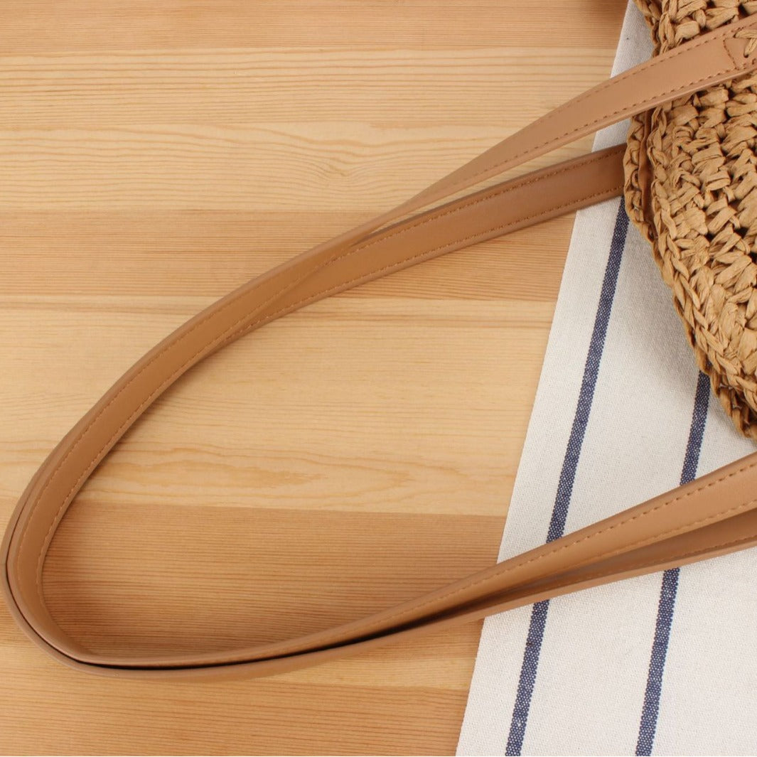 Round straw bag with leather handles Bowlift