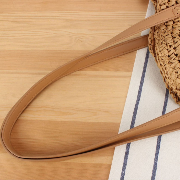 Round straw bag with leather handles Bowlift