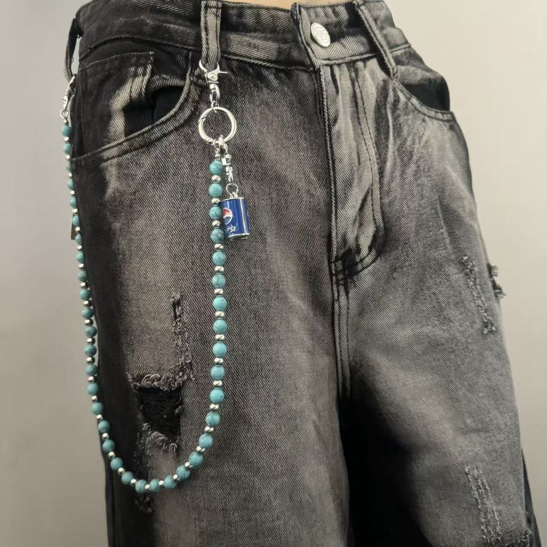 Cropped T-Shirt with Trendy Chain Pendant Bowlift