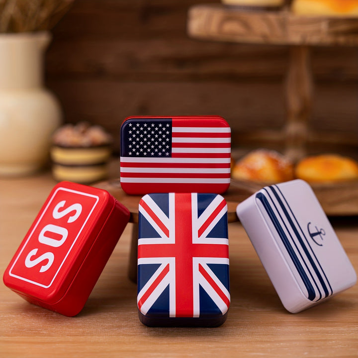 Unisex nan decorative printed metal storage tin set with hinged lids travel-themed organizer boxes Bowlift