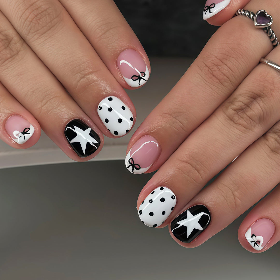 Artistic Bow and Star Nail Art Tips Bowlift