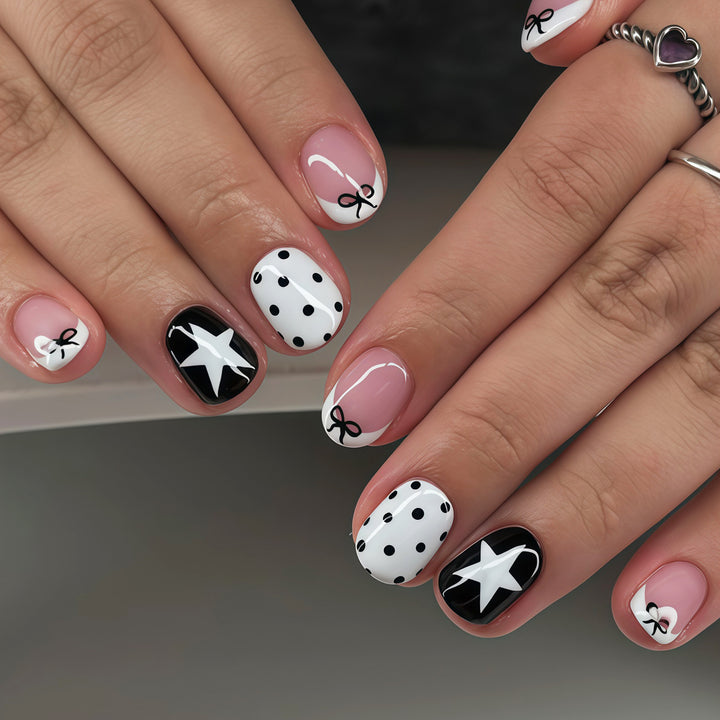 Artistic Bow and Star Nail Art Tips Bowlift