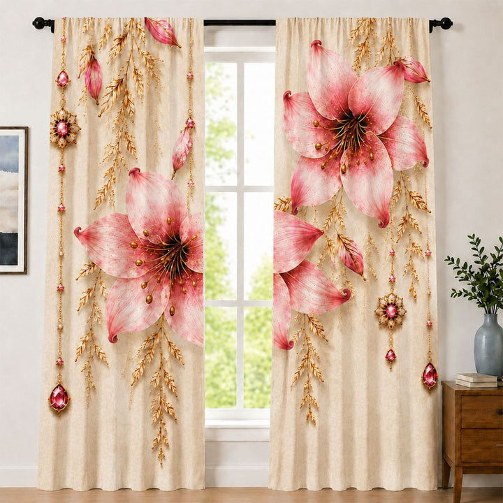 Floral Patterned Window Curtains