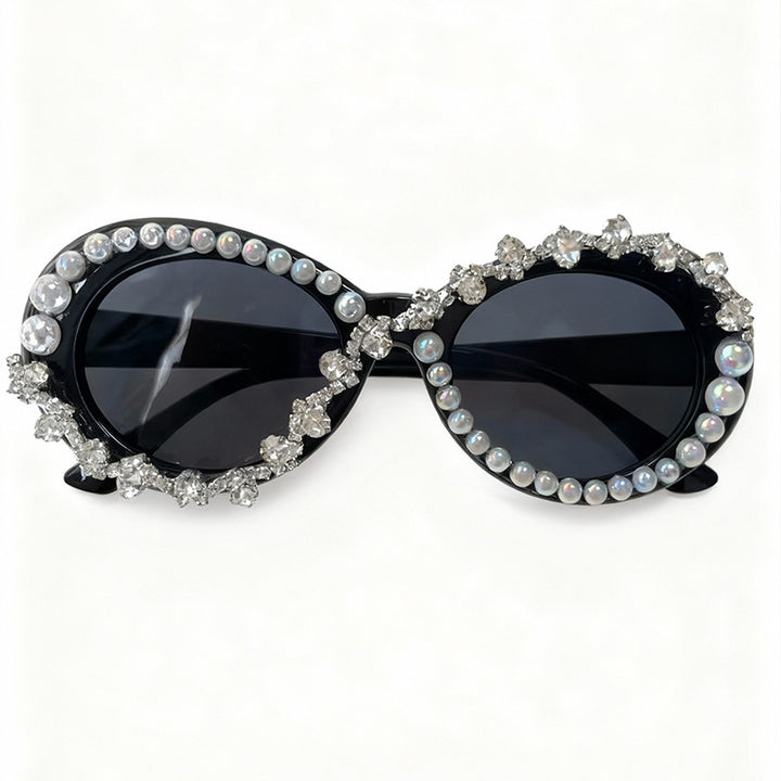 Elegant Pearl-Embellished Cat-Eye Sunglasses Bowlift