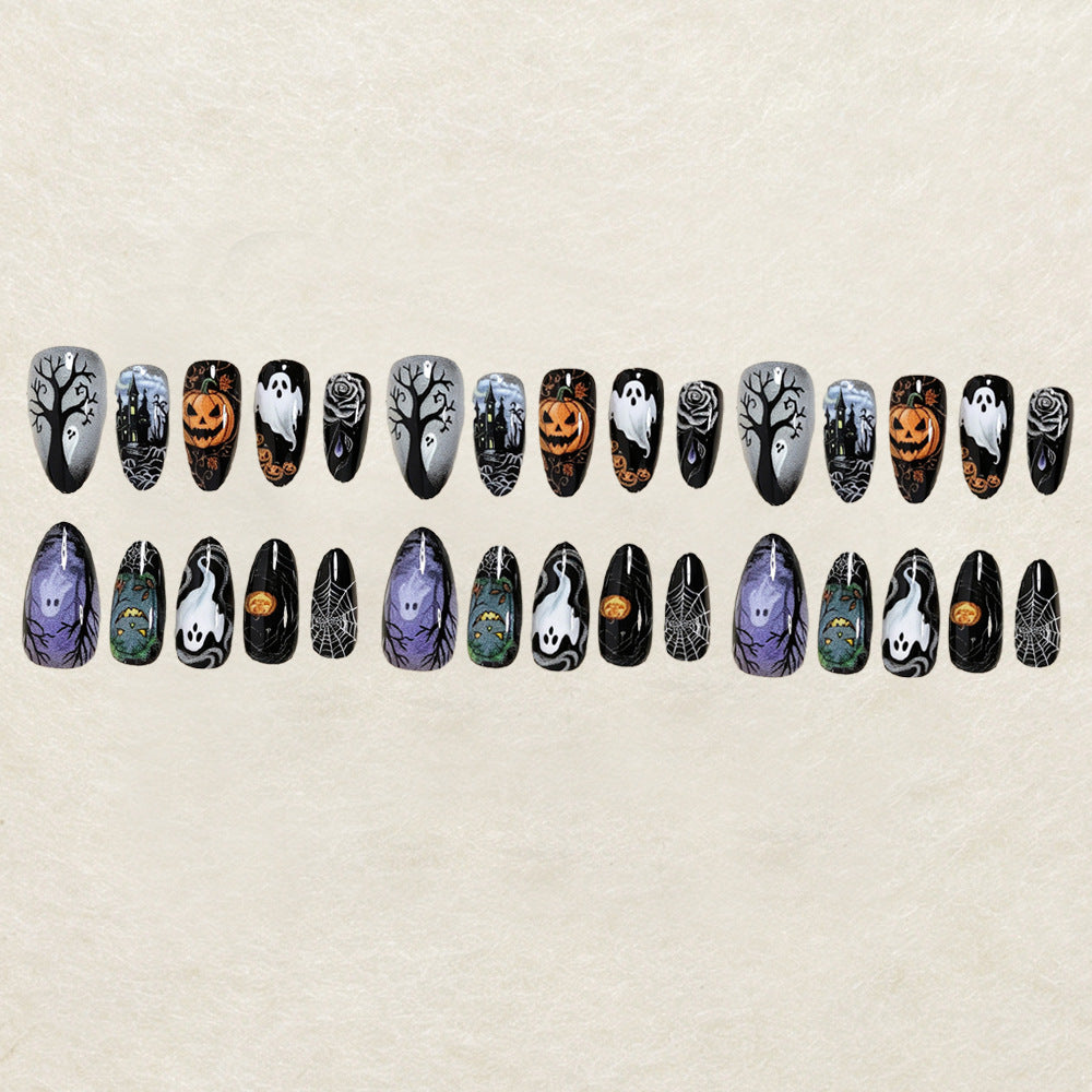 Halloween-Themed Press-On Nail Art Design Set Bowlift