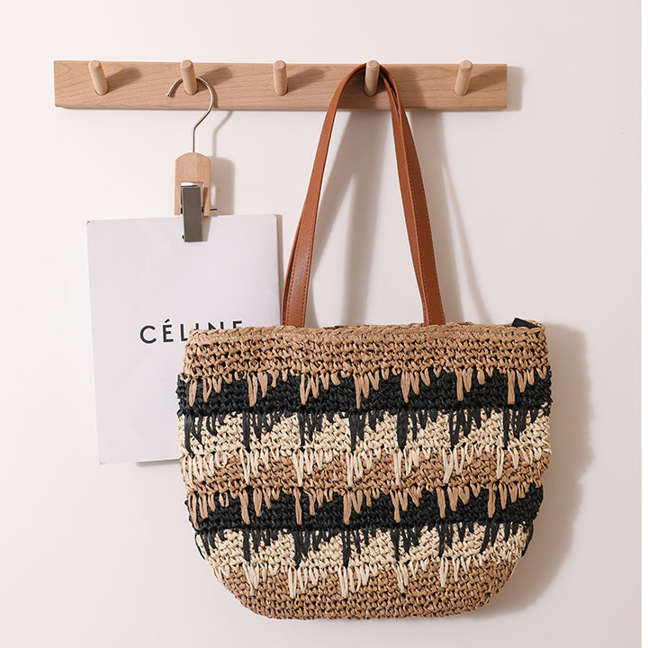 Braided tote bag with unique pattern mix Bowlift
