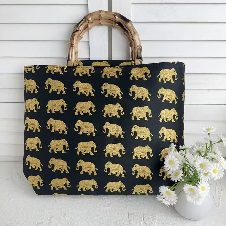 Stylish cotton bag with bamboo handles Bowlift