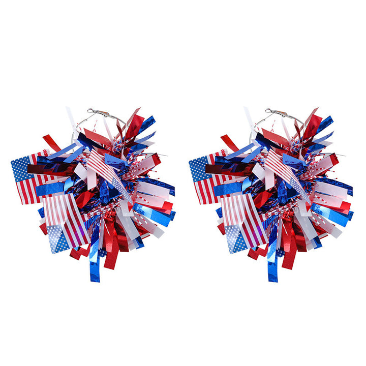 Unisex nan festive metallic tinsel pom pom hoop earrings Bowlift