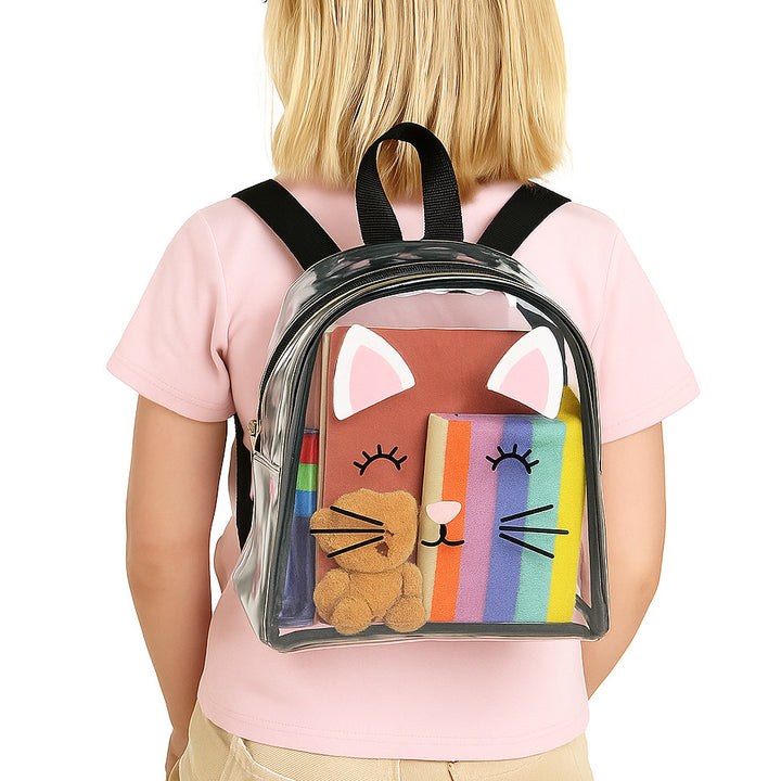 Transparent backpack with playful cat design Bowlift