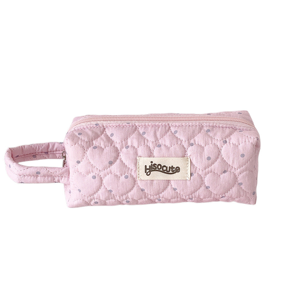 Quilted Heart-Shaped Pencil Case Bowlift
