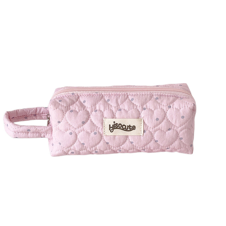 Quilted Heart-Shaped Pencil Case Bowlift