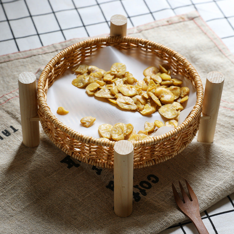 Unisex Round Storage Bowl with Wooden Legs Bowlift