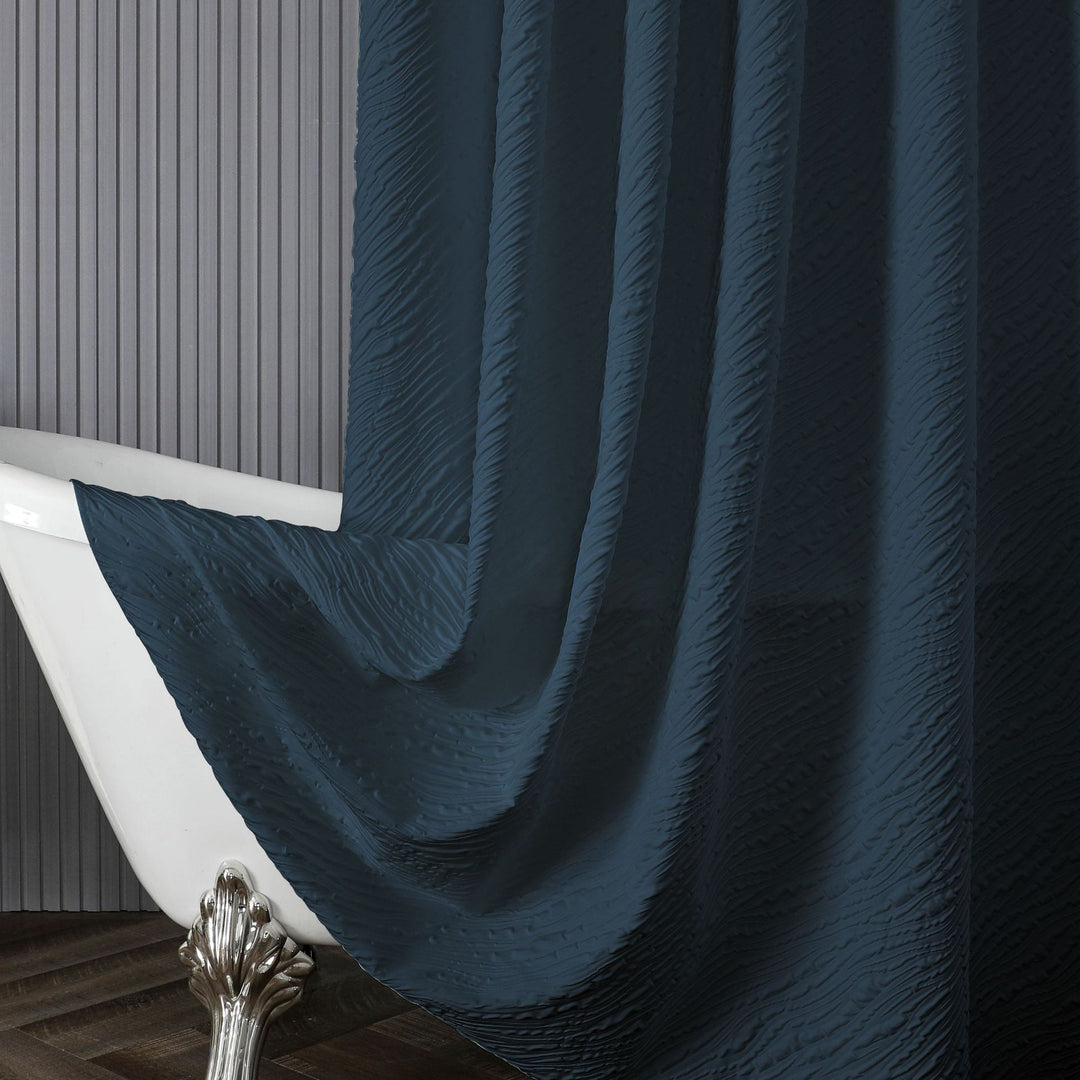 Textured Leaf Motif Shower Curtain Bowlift