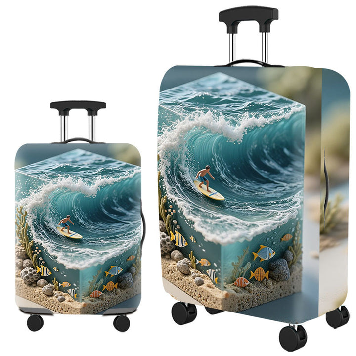 Tropical Leaf Print Hard Shell Luggage Bowlift