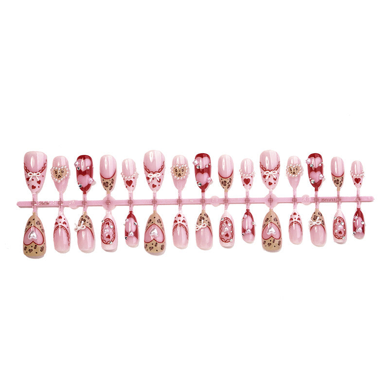 Romantic Heart-Shaped Press-On Nail Art Set Bowlift