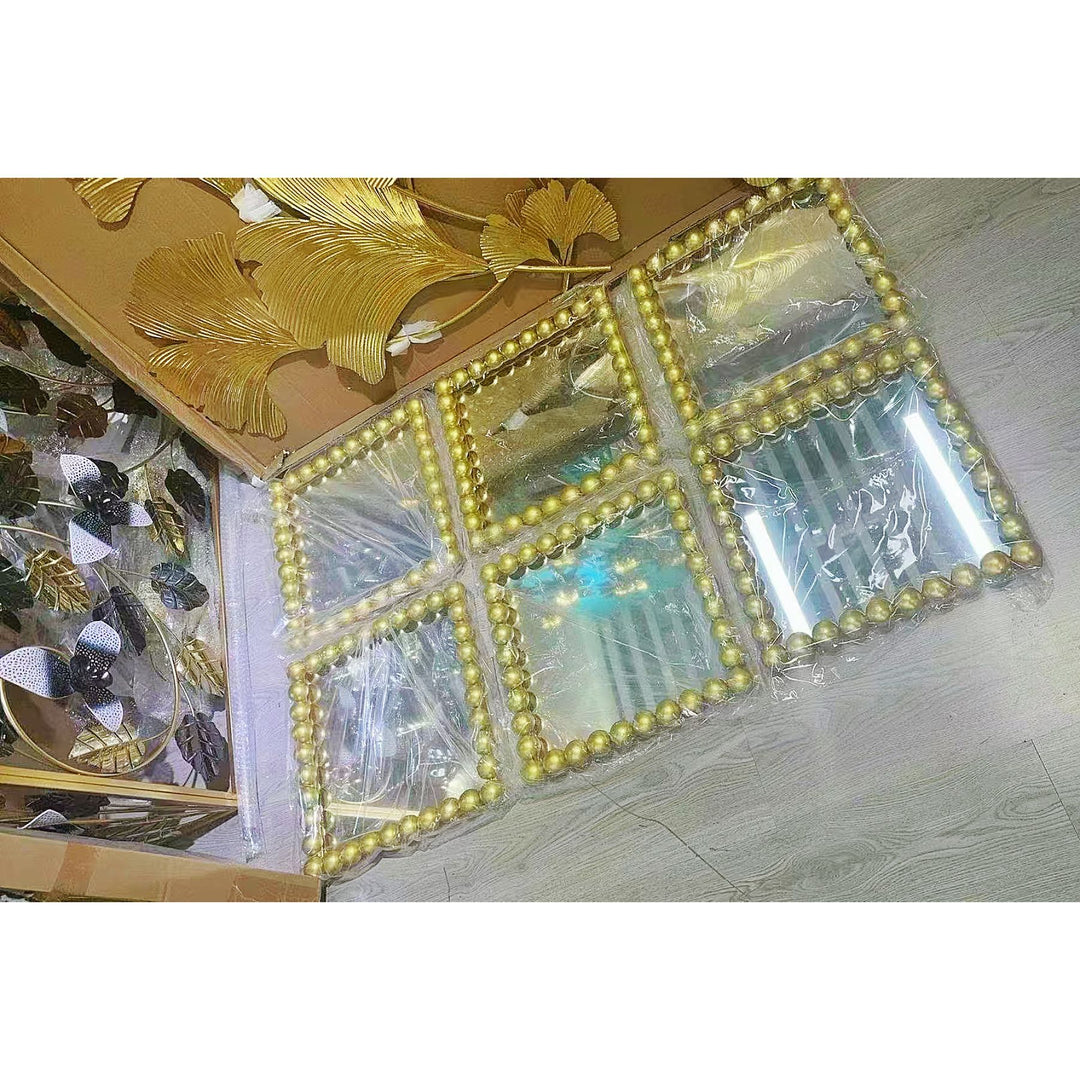 Decorative Square Wall Mirror with Beaded Frame Bowlift
