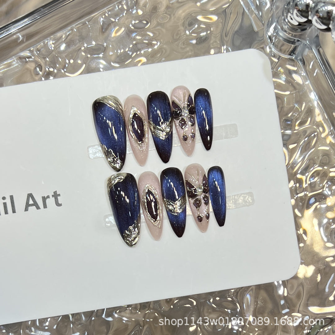 Elegant Stiletto Press-On Nail Set with Decorative Accents Bowlift