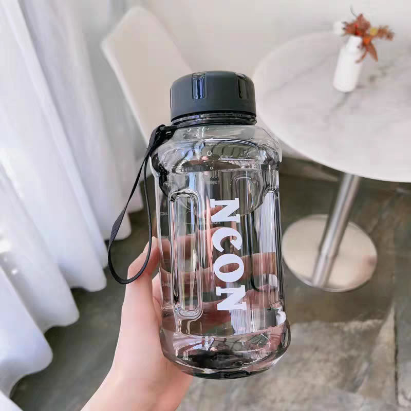 Women Transparent Drinking Bottle with Practical Carrying Handle Bowlift