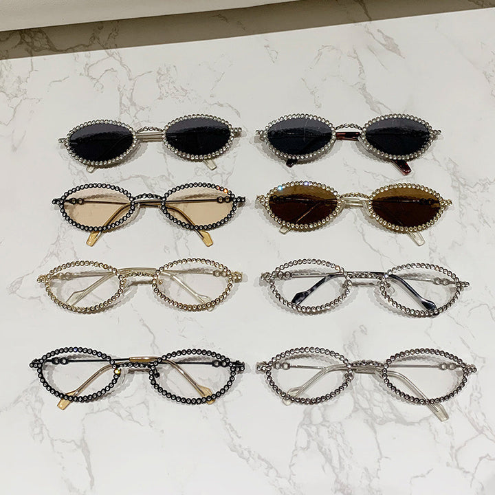 Ladies Designer Eyewear Frame with Extravagant Pearl Frame Bowlift
