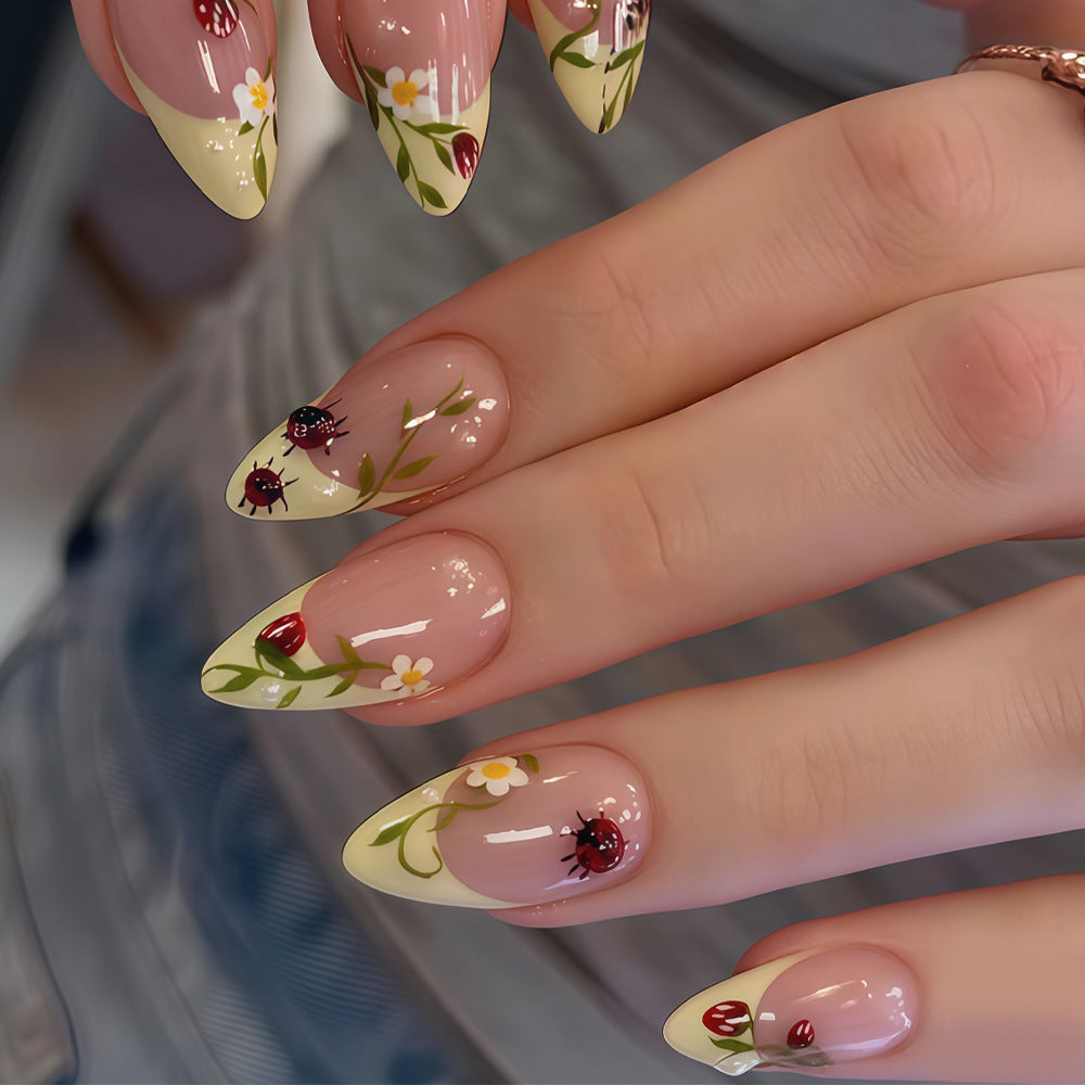 Artistic Floral Stiletto Nail Tips Bowlift