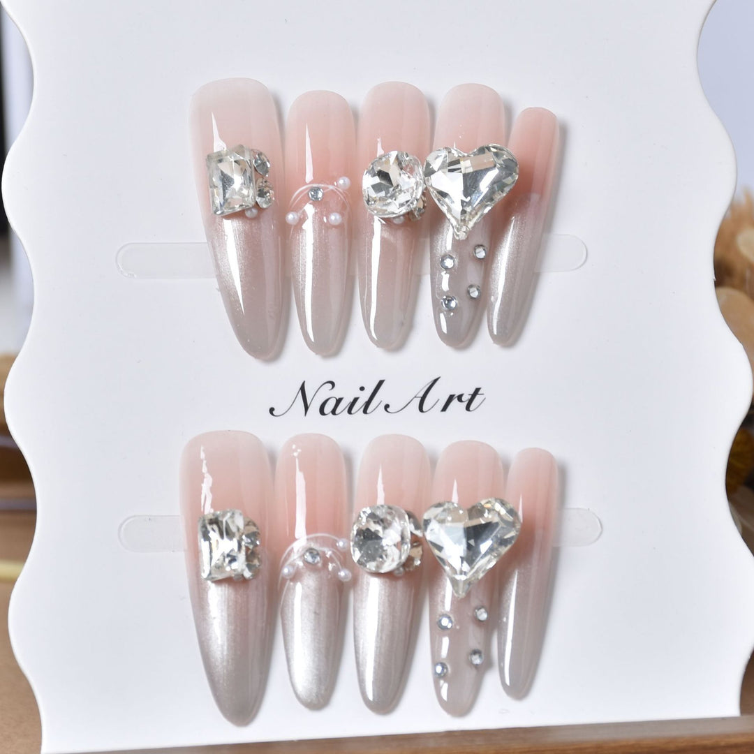 Luxury Crystal-Embellished Press-On Nail Set Bowlift