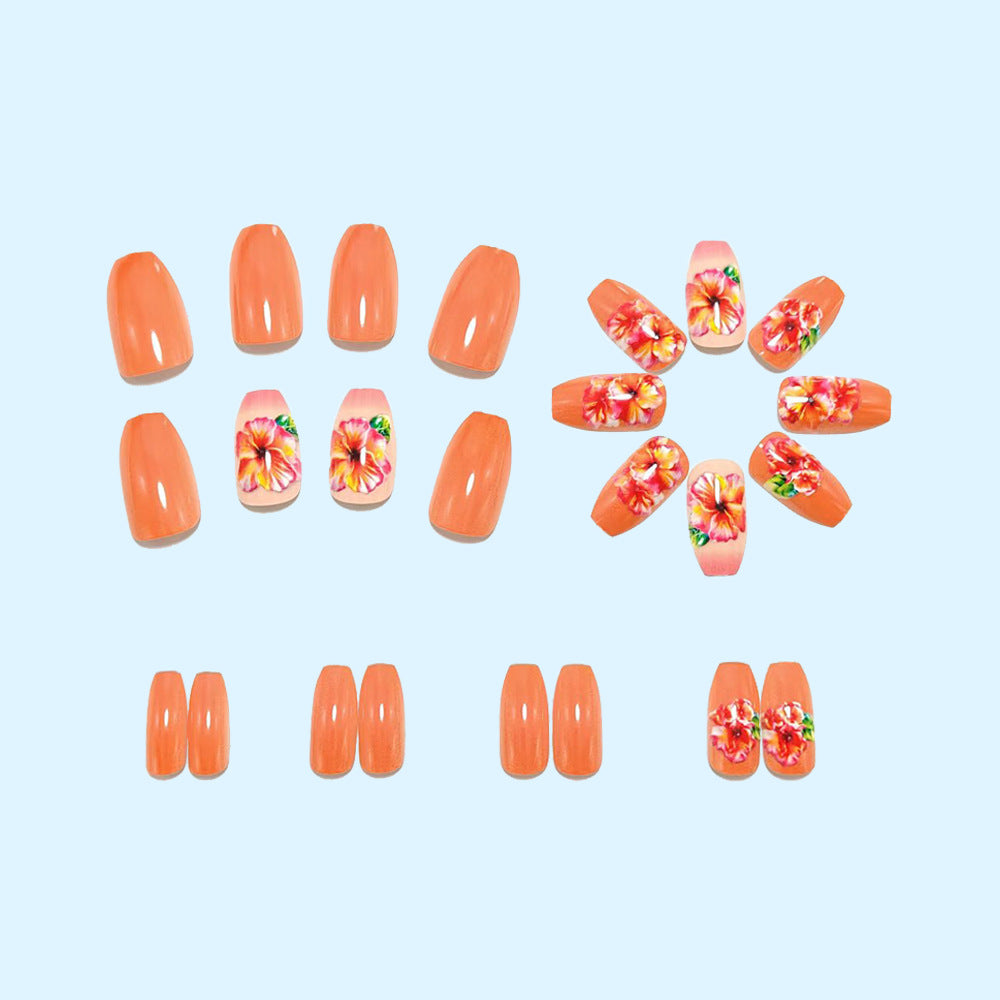 Shiny artificial nails with floral design Bowlift