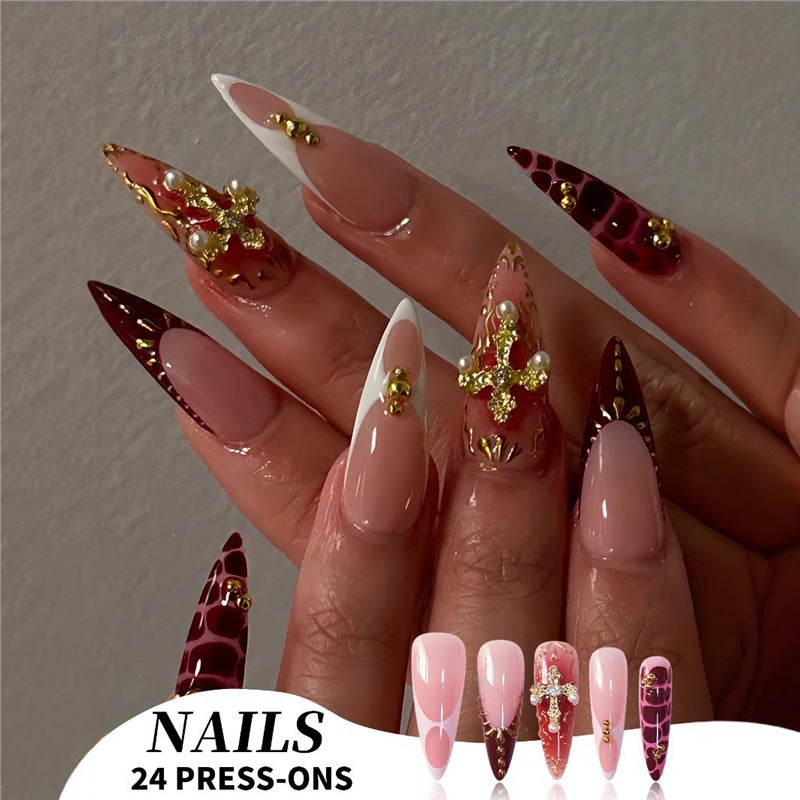 Elegant Stiletto Press-On Nail Set Bowlift