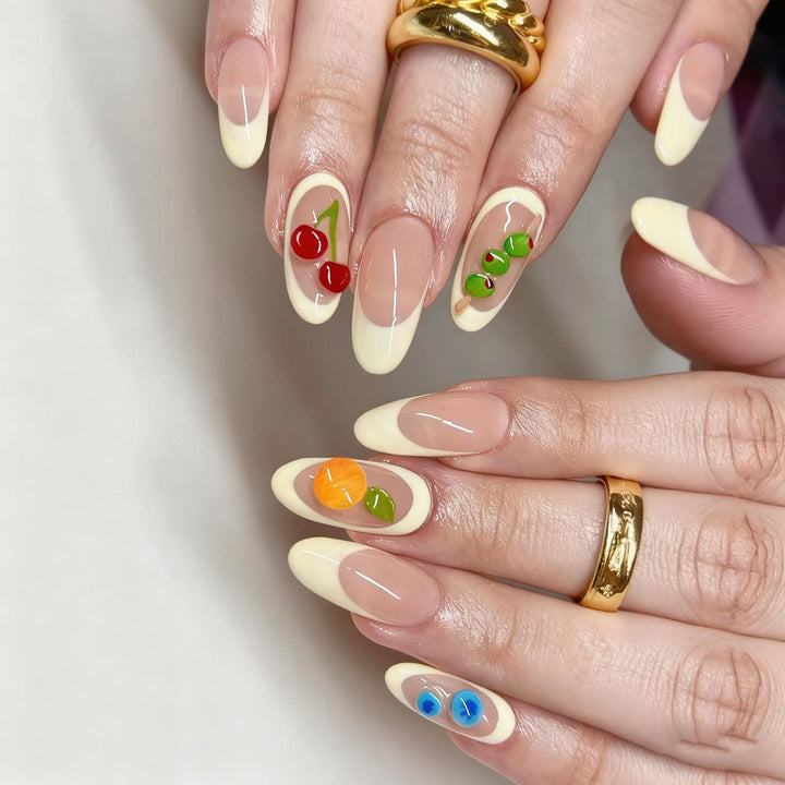 Artificial nails with colorful fruit designs Bowlift