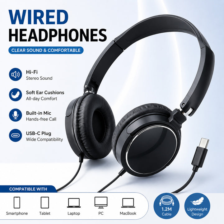 Comfort-Fit Wired Headphones