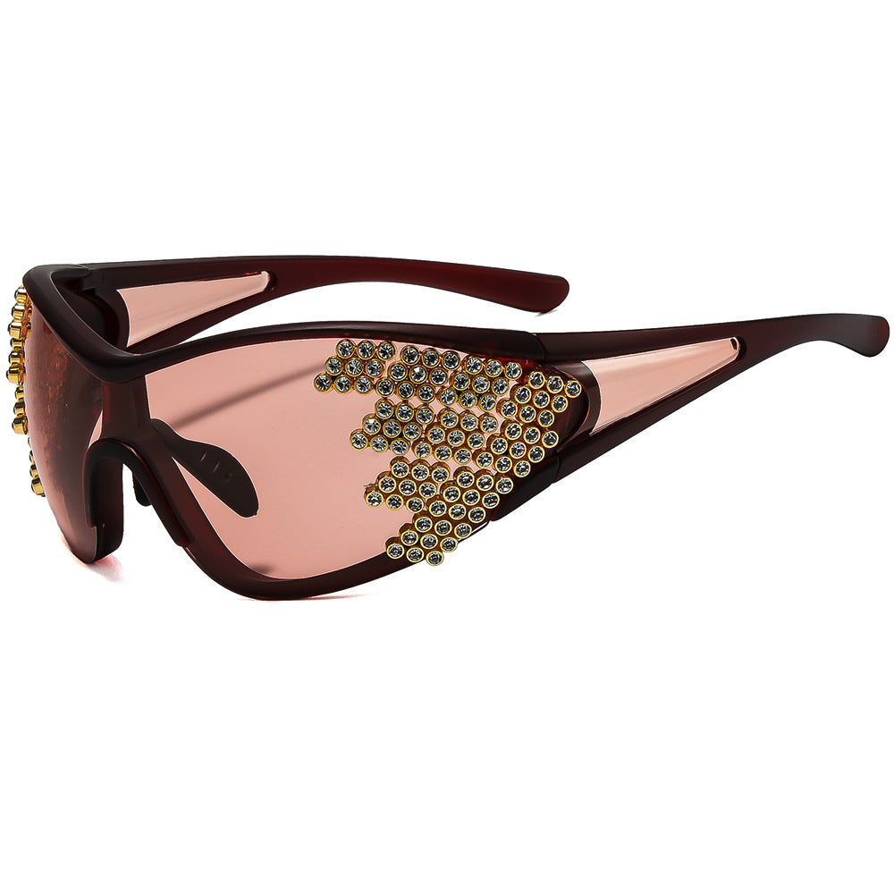 Ladies sporty sunglasses with sparkling decor Bowlift
