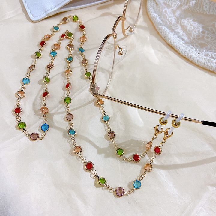 Filigree Glitter Necklace with Colorful Crystals Calstone Bowlift