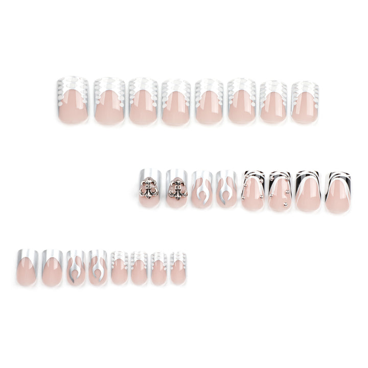 Artistic nail extensions with metallic embellishments Bowlift