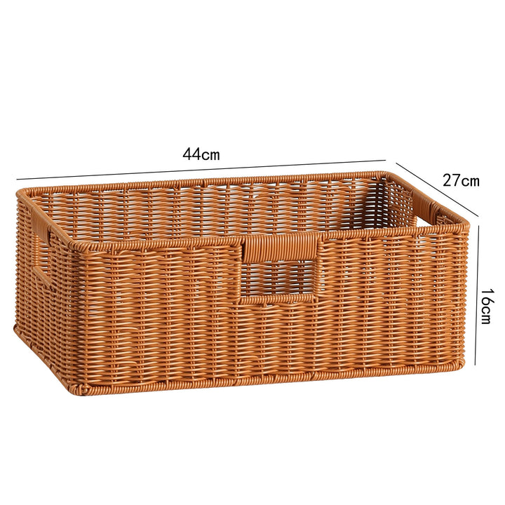 Handwoven Rectangular Storage Basket with Cut-Out Handles Bowlift