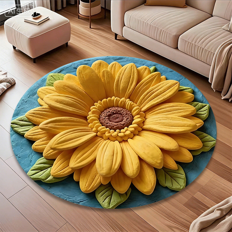 3D Flower-Themed Area Rug