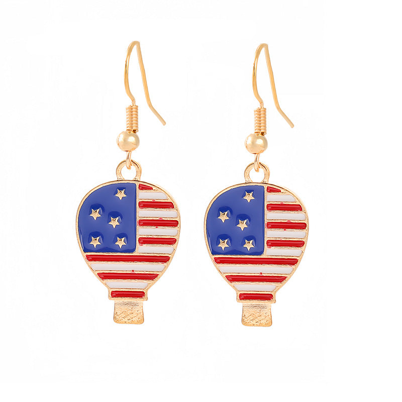 Women's nan patriotic horseshoe enamel dangle earrings with star-accented design and fishhook findings Bowlift