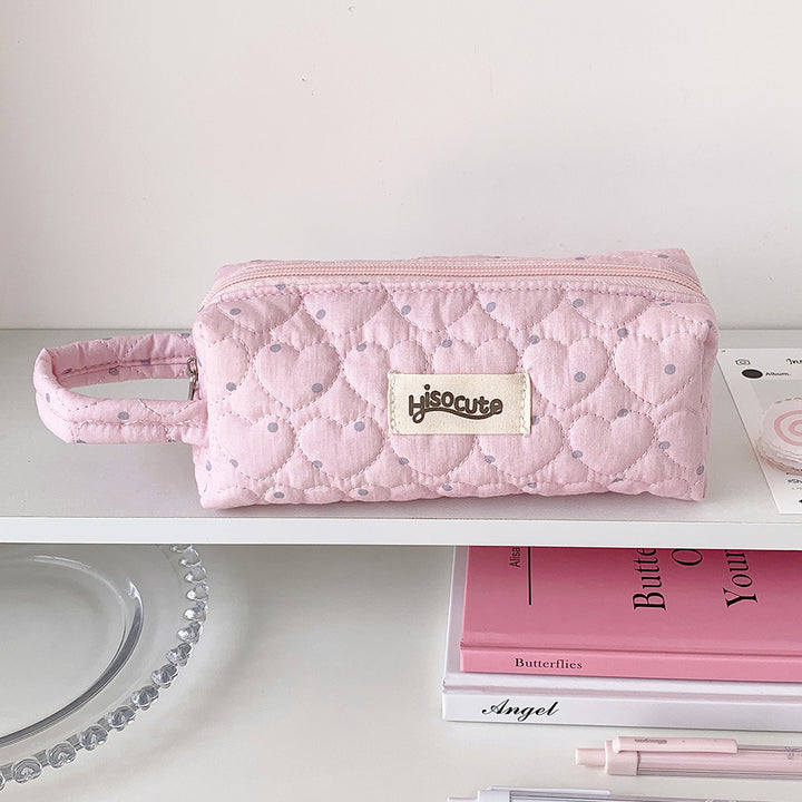 Quilted Heart-Shaped Pencil Case Bowlift
