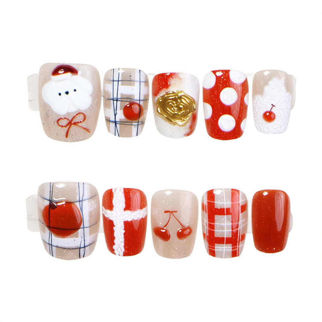 Festive-Themed Press-On Nail Art Set Bowlift
