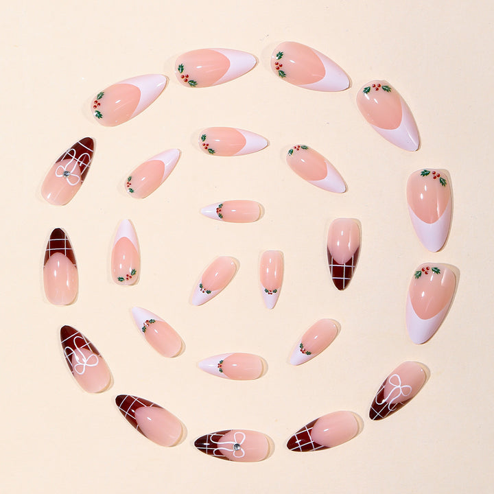 Decorative 3D Holiday-Themed Stiletto Nail Extensions Bowlift